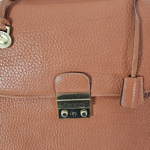Vintage Dooney & Bourke camel brown leather folio briefcase with lock and key - Picture 6 of 16
